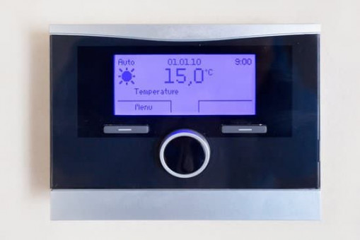 Control panel of central heating with temperature